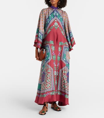 Vestido largo Magnifico de seda estampado | La DoubleJ