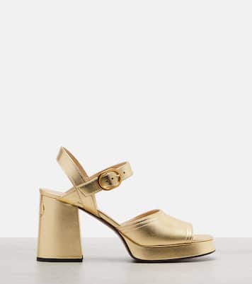 Plateausandalen VLogo aus Metallic-Leder | Valentino Garavani