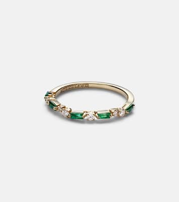 18kt gold ring with emeralds and diamonds | Suzanne Kalan