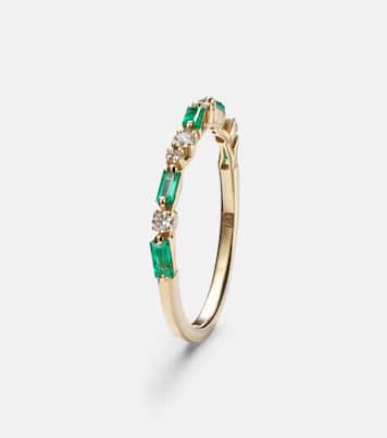 18kt gold ring with emeralds and diamonds | Suzanne Kalan