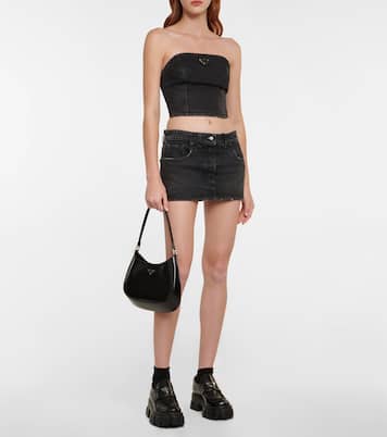Logo denim crop top | Prada