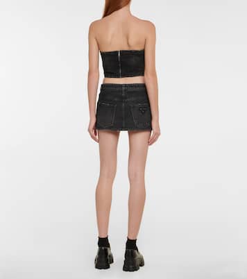 Logo denim crop top | Prada