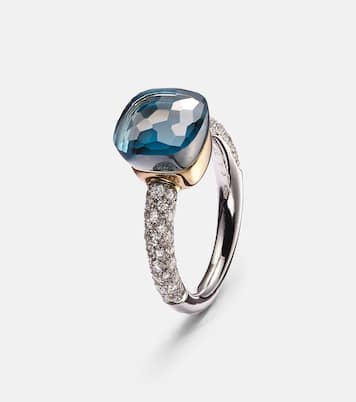 Nudo 18kt gold ring with London blue topaz and diamonds | Pomellato