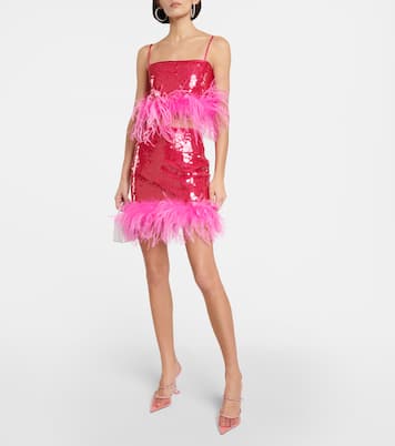 Sequined feather-trimmed crop top | Giuseppe di Morabito