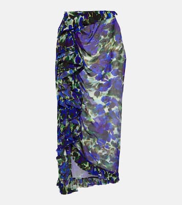 Jupe midi en satin à fleurs | Dries Van Noten