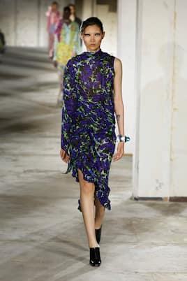 Jupe midi en satin à fleurs | Dries Van Noten