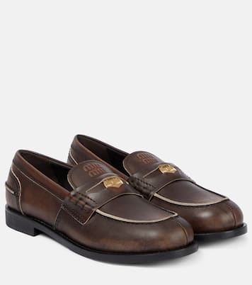 Embellished leather loafers | Miu Miu