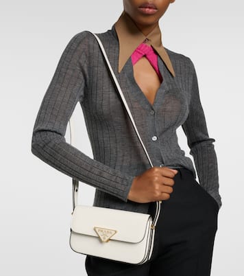Borsa a tracolla in pelle con logo | Prada