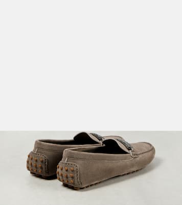 Monili-embellished suede loafers | Brunello Cucinelli