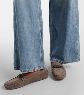 Monili-embellished suede loafers | Brunello Cucinelli