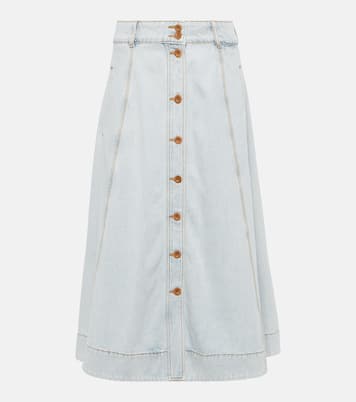 Falda midi August en denim | Zimmermann