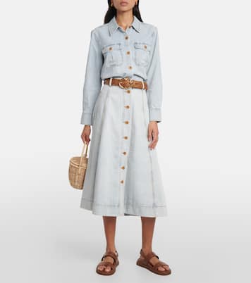 Falda midi August en denim | Zimmermann