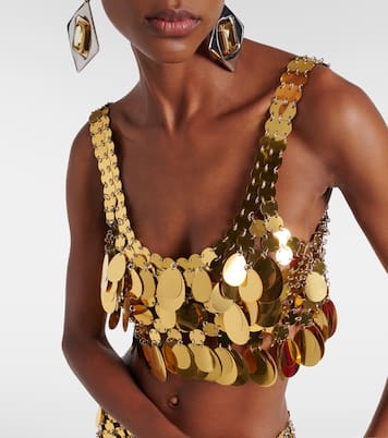Golden Sparkle Assembly sequined crop top | Rabanne