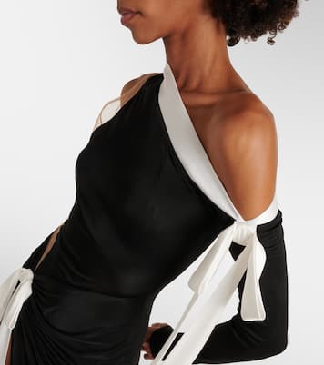Bow-detail off-shoulder jersey gown | David Koma