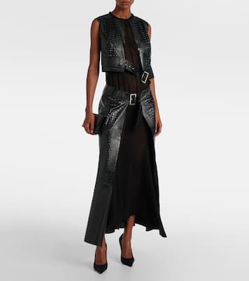 Snake-effect faux leather midi dress | Junya Watanabe