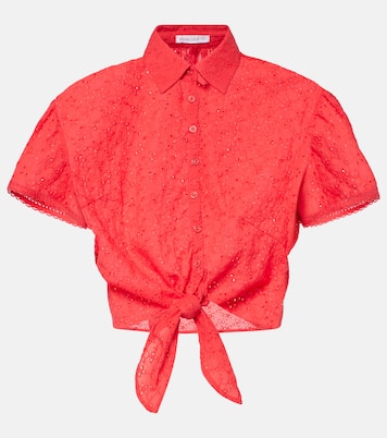 Top cropped Cycas in cotone con pizzo | Poupette St Barth