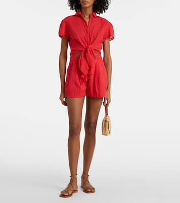 Top cropped Cycas in cotone con pizzo | Poupette St Barth