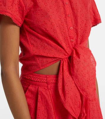 Top cropped Cycas in cotone con pizzo | Poupette St Barth