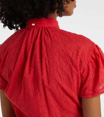 Top cropped Cycas in cotone con pizzo | Poupette St Barth