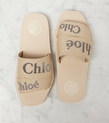 Woody logo embroidered slides | Chloé