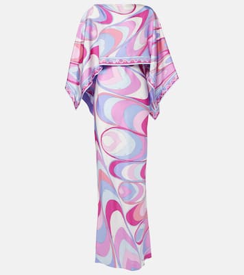 Abito lungo in twill di seta con stampa | Pucci