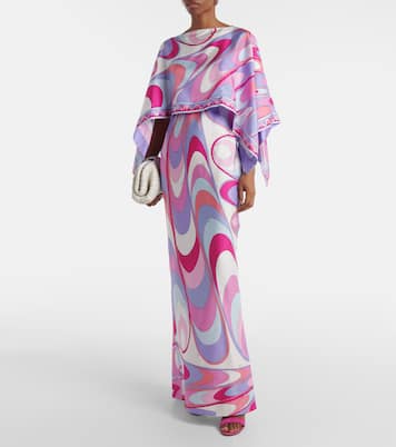 Abito lungo in twill di seta con stampa | Pucci