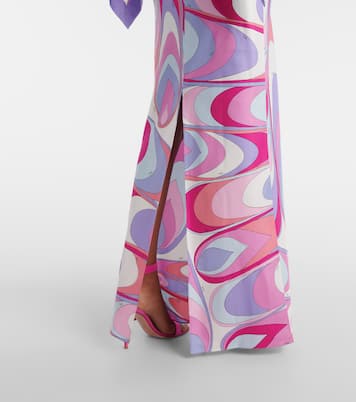 Abito lungo in twill di seta con stampa | Pucci