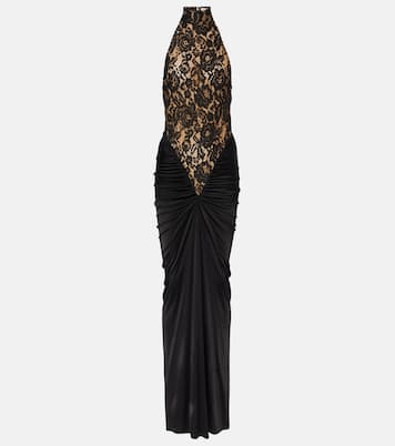 Cass lace-trimmed ruched halterneck gown | The New Arrivals Ilkyaz Ozel