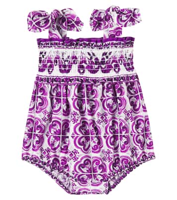 Bebé - body Majolica de popelín de algodón | Dolce&Gabbana Kids