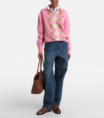 Argyle cashmere polo sweater | Miu Miu