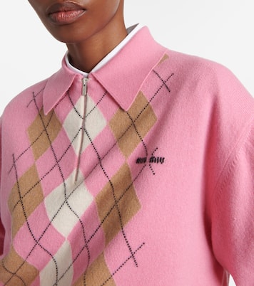 Argyle cashmere polo sweater | Miu Miu