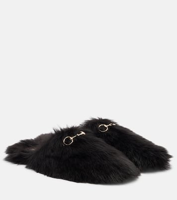 Horsebit shearling slippers | Gucci