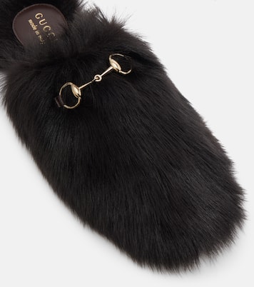 Horsebit shearling slippers | Gucci