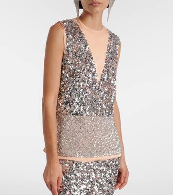 Sequined jersey top | Rabanne
