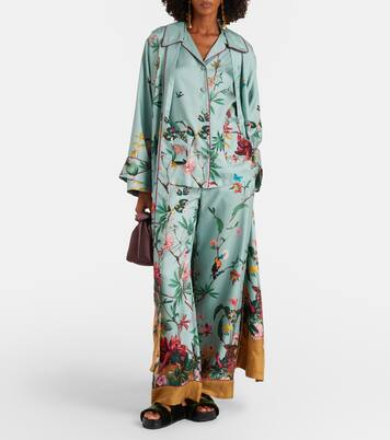 Printed silk twill wide-leg pants | La DoubleJ