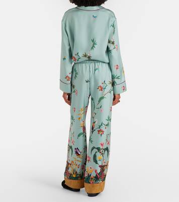 Printed silk twill wide-leg pants | La DoubleJ