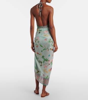 Floral cotton voile beach cover-up | La DoubleJ