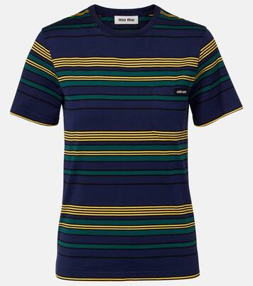 Striped cotton jersey T-shirt  | Miu Miu