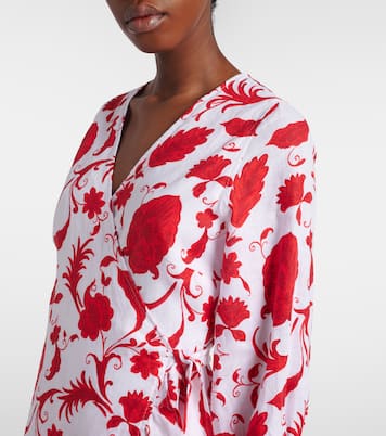 Evia floral ruffled linen wrap dress | Heidi Klein