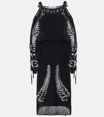 Vestido midi de seda adornado | Prada