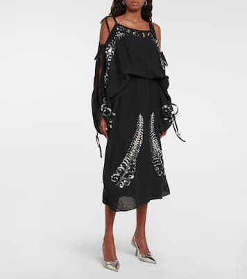 Vestido midi de seda adornado | Prada