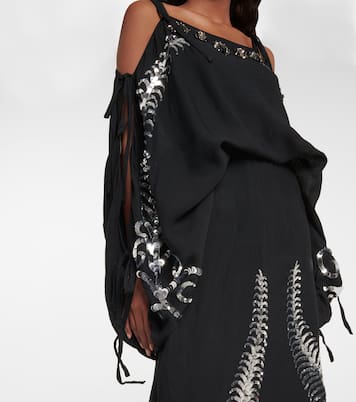 Vestido midi de seda adornado | Prada