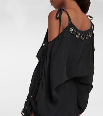 Vestido midi de seda adornado | Prada