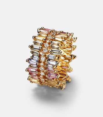18kt gold ring with diamonds and sapphires | Suzanne Kalan