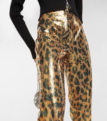 Pantalon slim à sequins et motif léopard | Rabanne