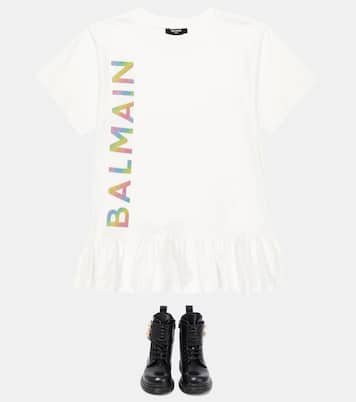 Logo cotton jersey dress | Balmain Kids