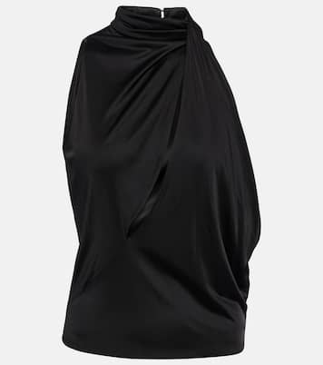 Cutout turtleneck satin top | Versace