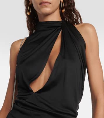 Cutout turtleneck satin top | Versace