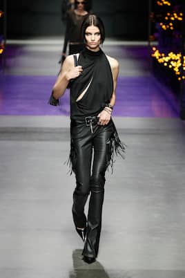 Cutout turtleneck satin top | Versace