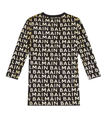 Cotton logo print dress | Balmain Kids